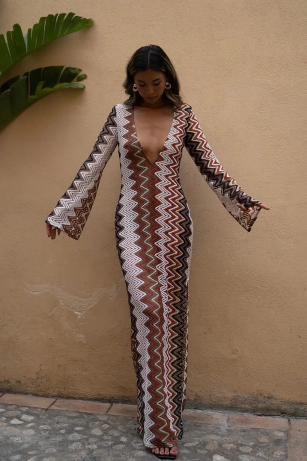Palermo Crochet Plunge Maxi Dress