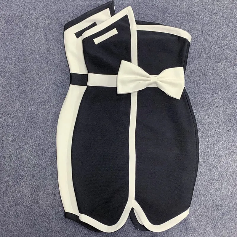 Patchwork Mini Bandage Dress