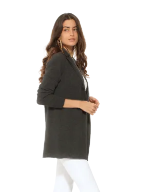 Pure Cashmere Open Front Cardigan Charcoal