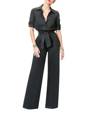 "Emma" Black Button-Down Jumpsuit