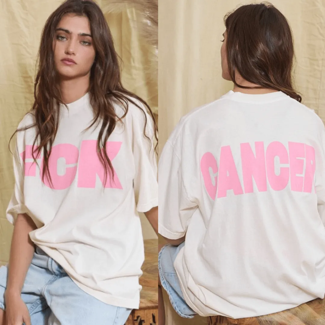 "FCK CANCER" Graphic Oversized Cotton T-Shirt Made in USA