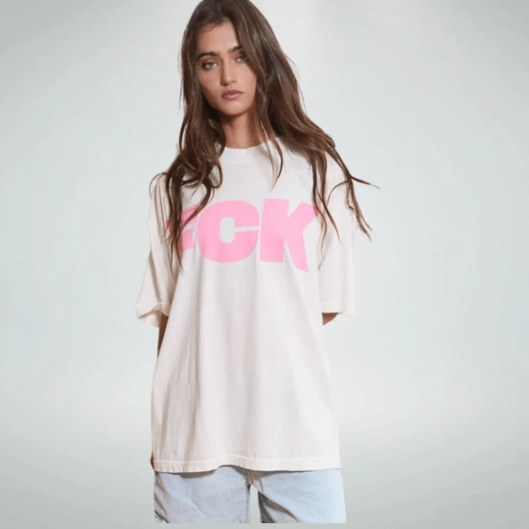 "FCK CANCER" Graphic Oversized Cotton T-Shirt Made in USA