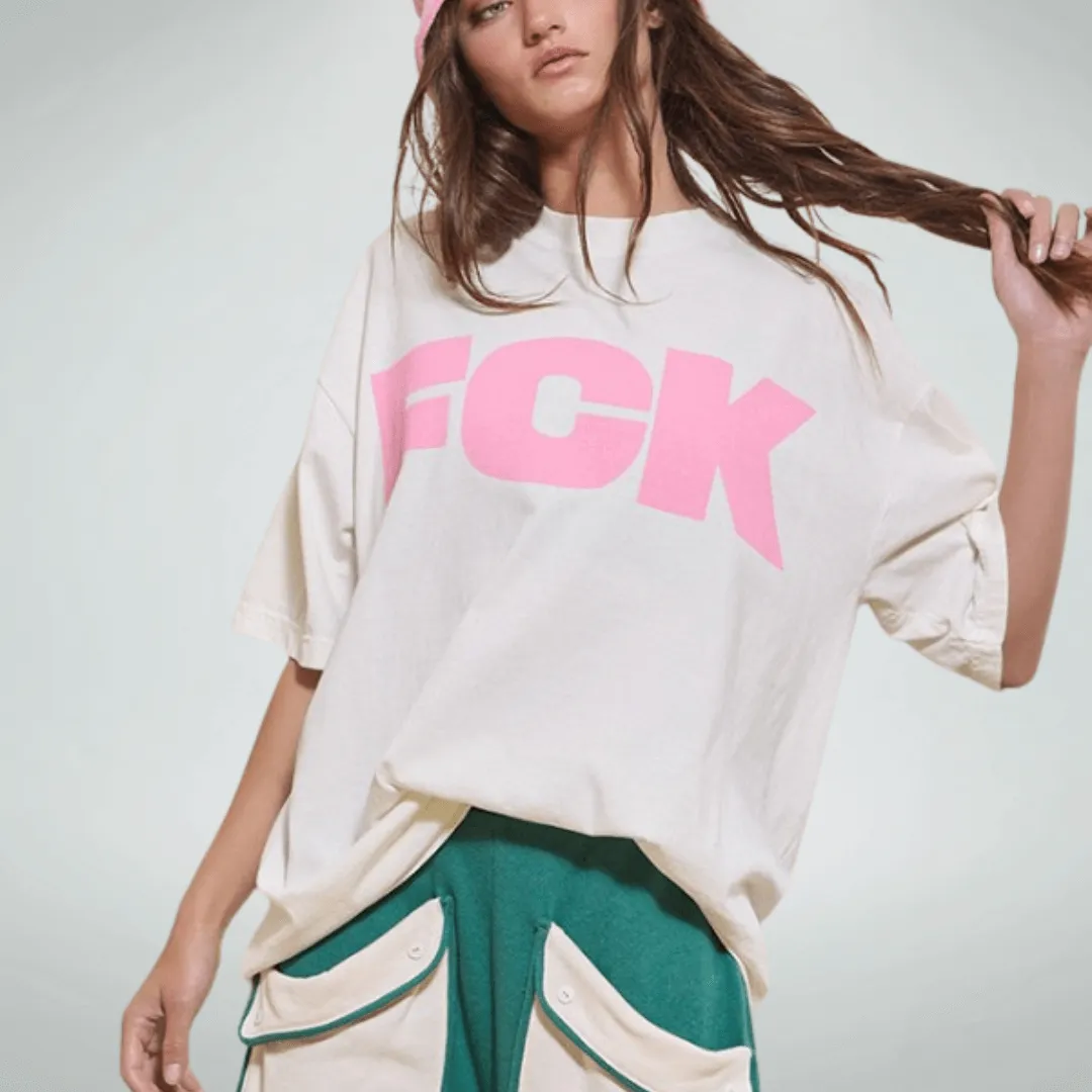 "FCK CANCER" Graphic Oversized Cotton T-Shirt Made in USA