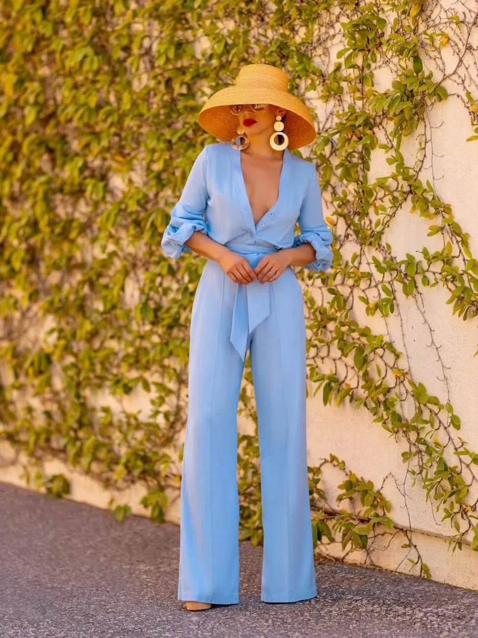 "Lagoon" Lt. Blue Button-Down Jumpsuit