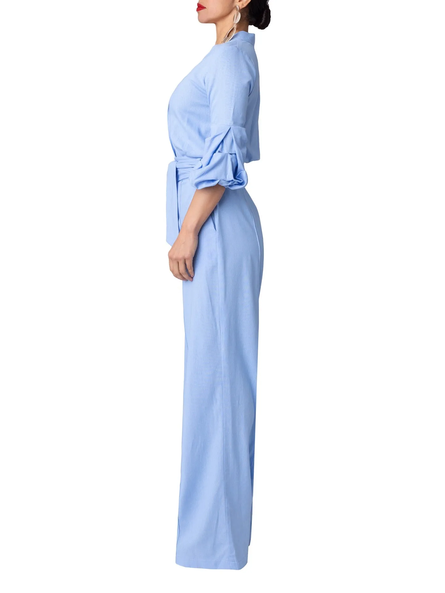 "Lagoon" Lt. Blue Button-Down Jumpsuit