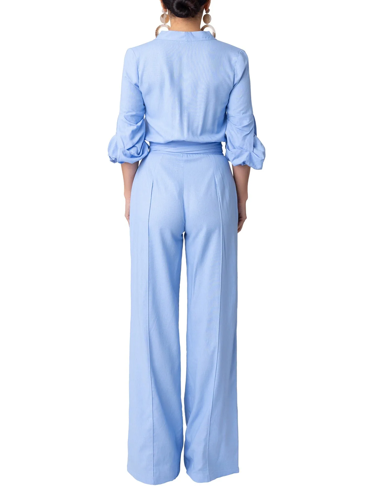 "Lagoon" Lt. Blue Button-Down Jumpsuit