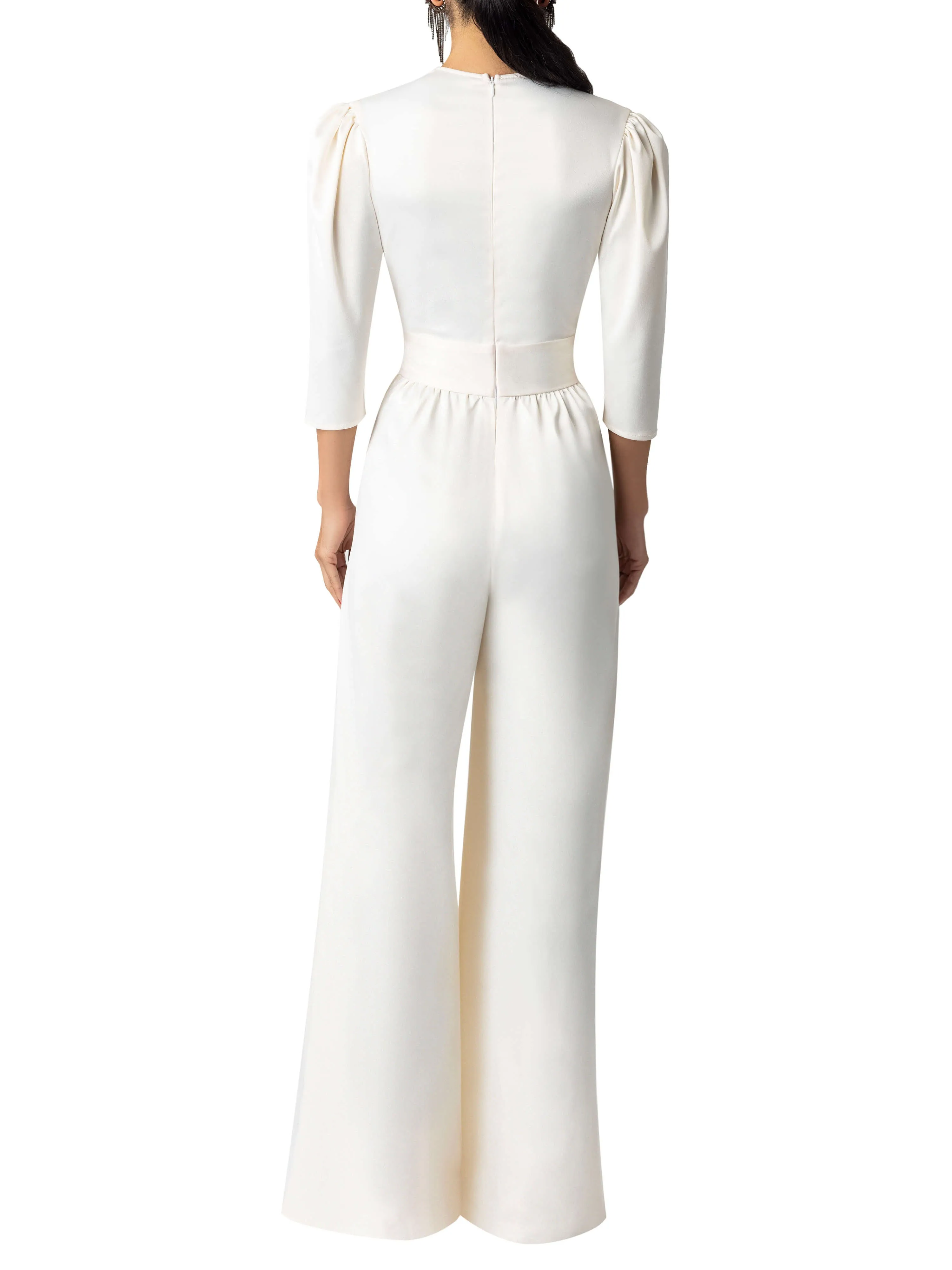 "Priscilla" Ivory V-Neck Jumpsuit