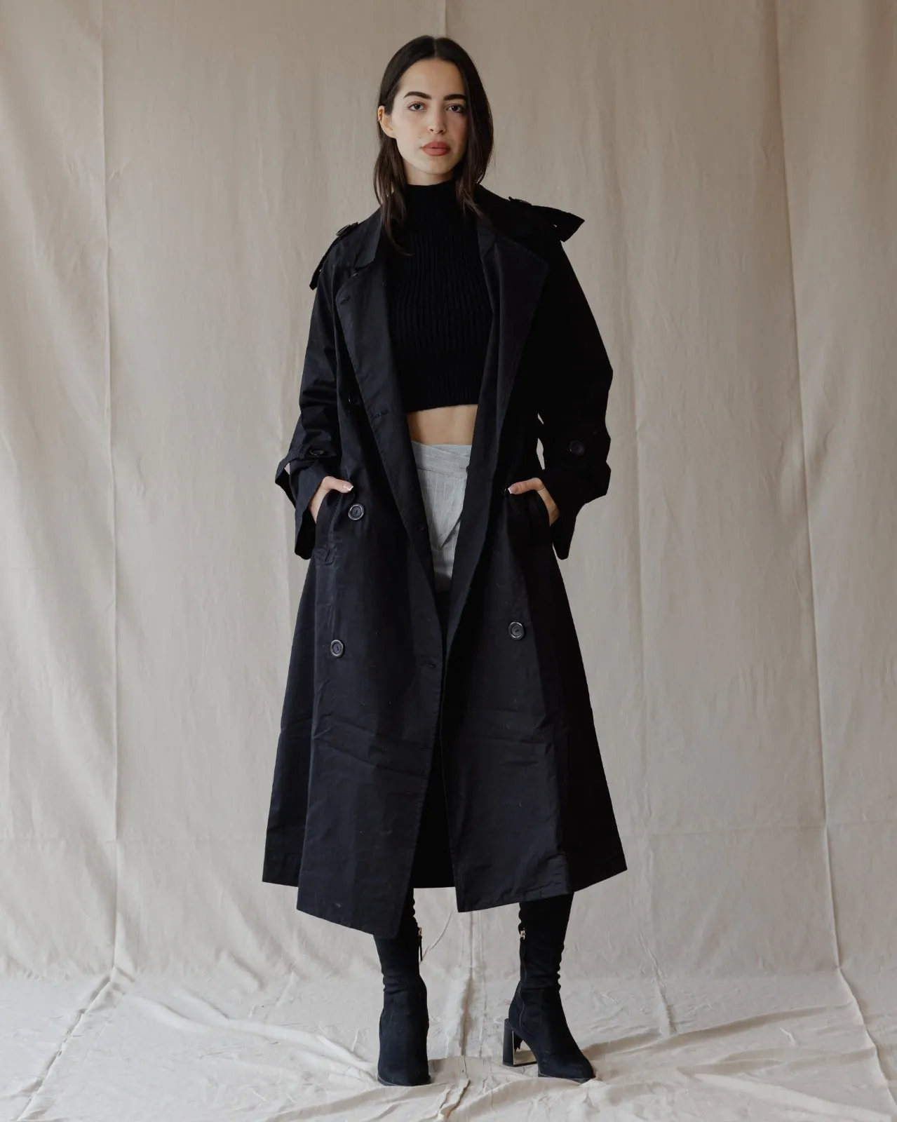 Relax Fit Trench Coat Black