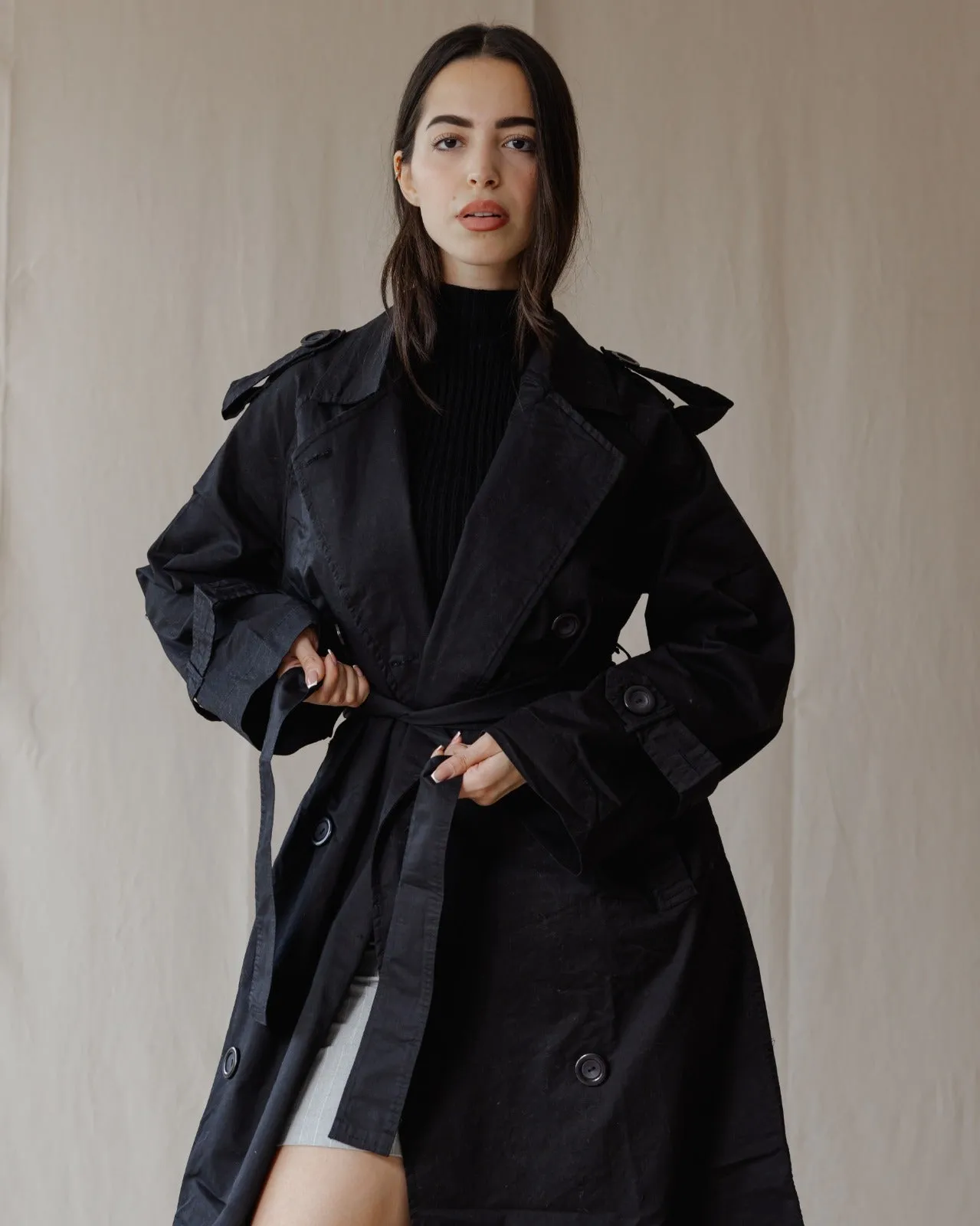 Relax Fit Trench Coat Black