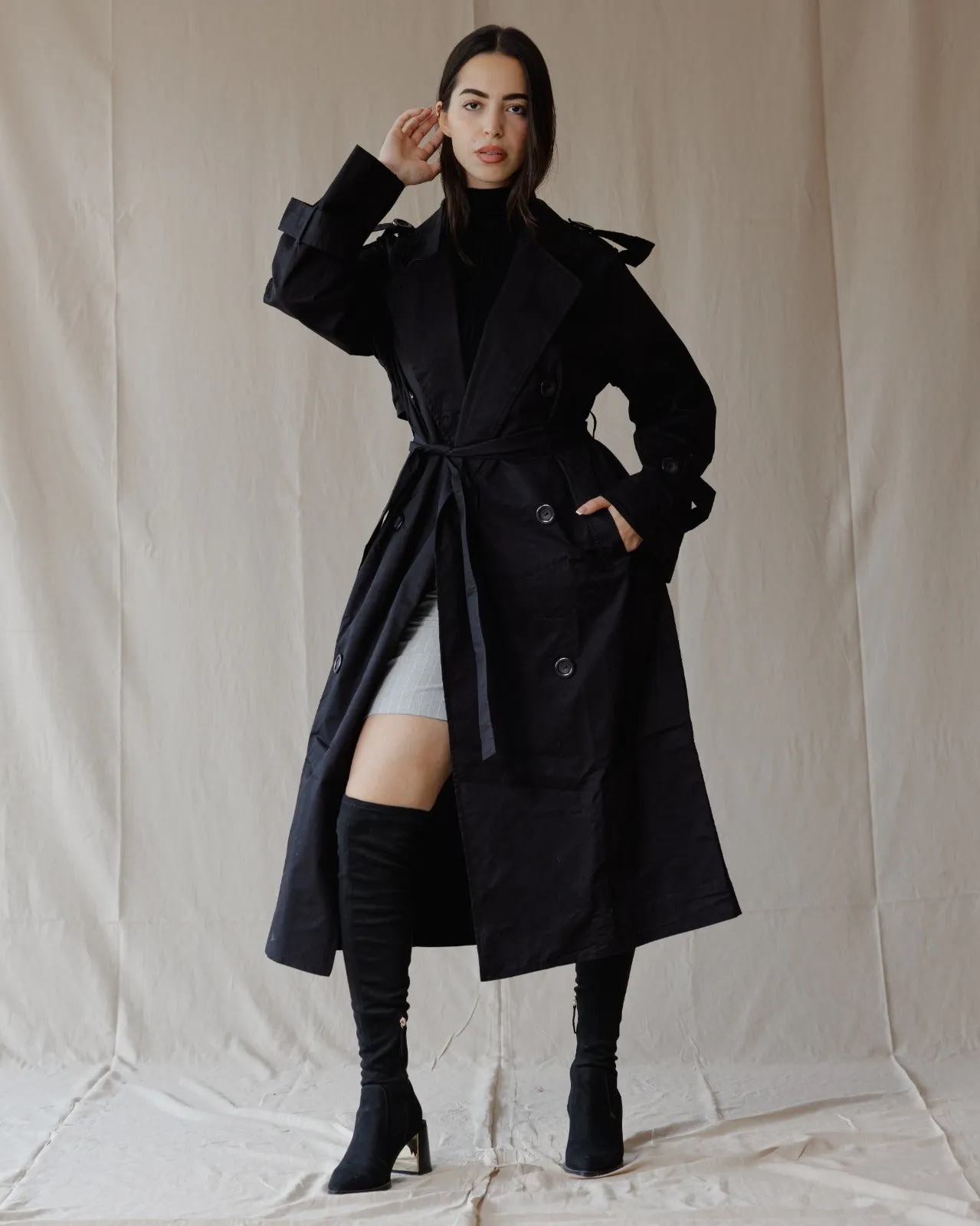 Relax Fit Trench Coat Black
