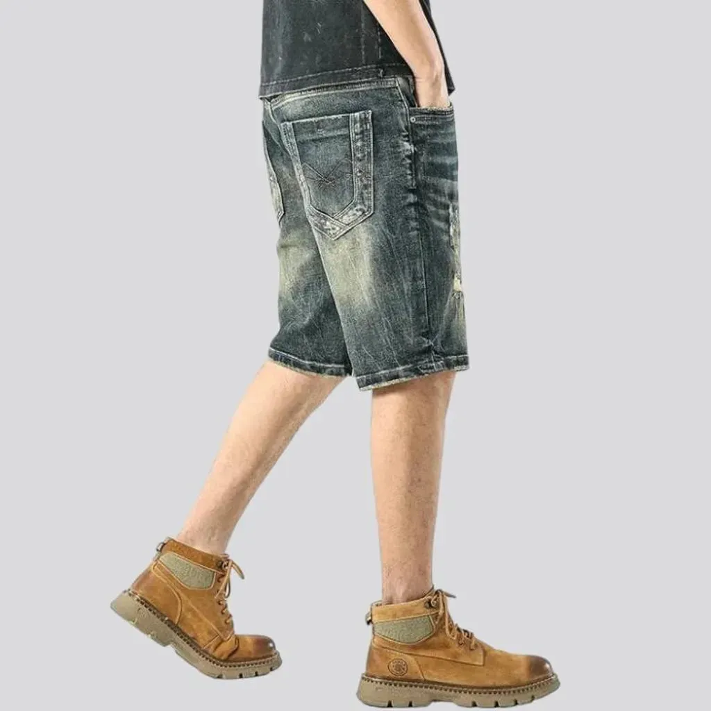 Ripped fashion men's jean shorts