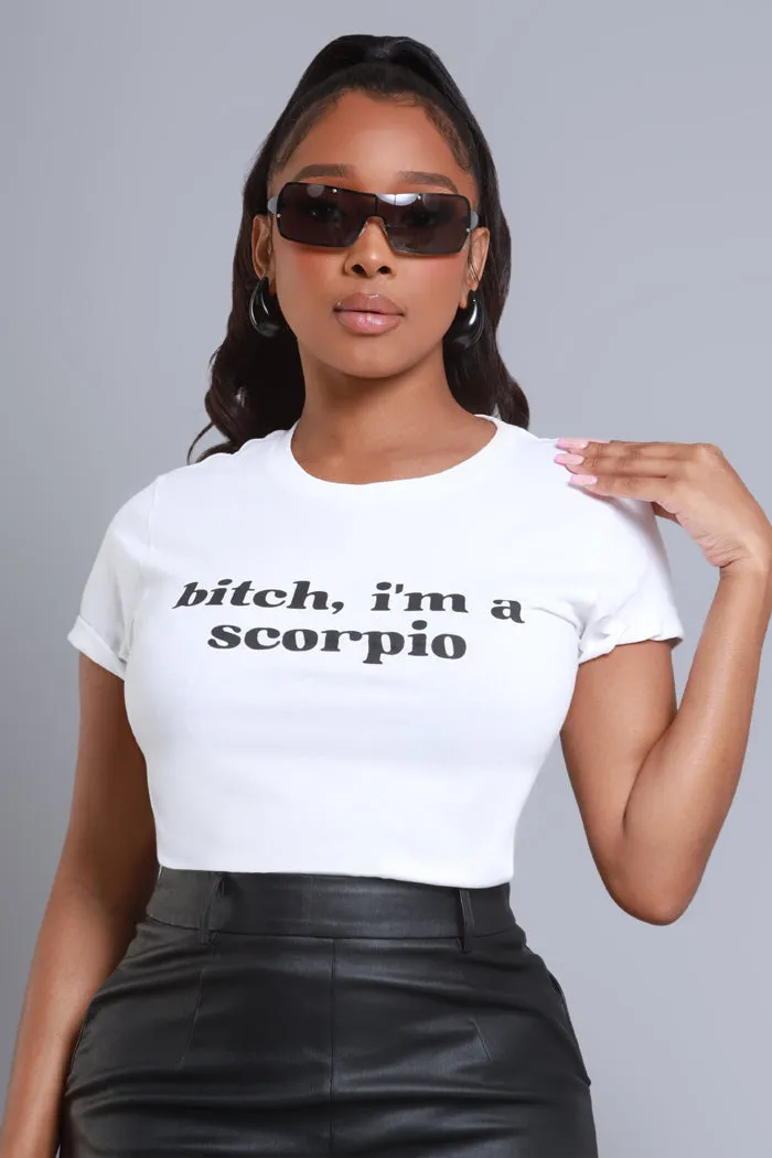Scorpio Season Graphic Print T-Shirt - White/Black