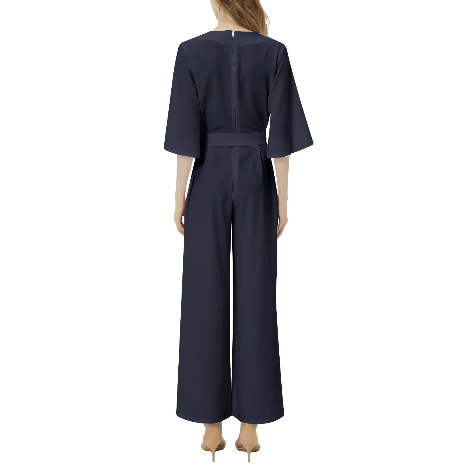 Snooty Fox Art Dolman Sleeve Belted Wide Leg Jumpsuit - Black