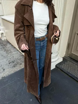 Solana - Vegan Suede Leather Trench Coat