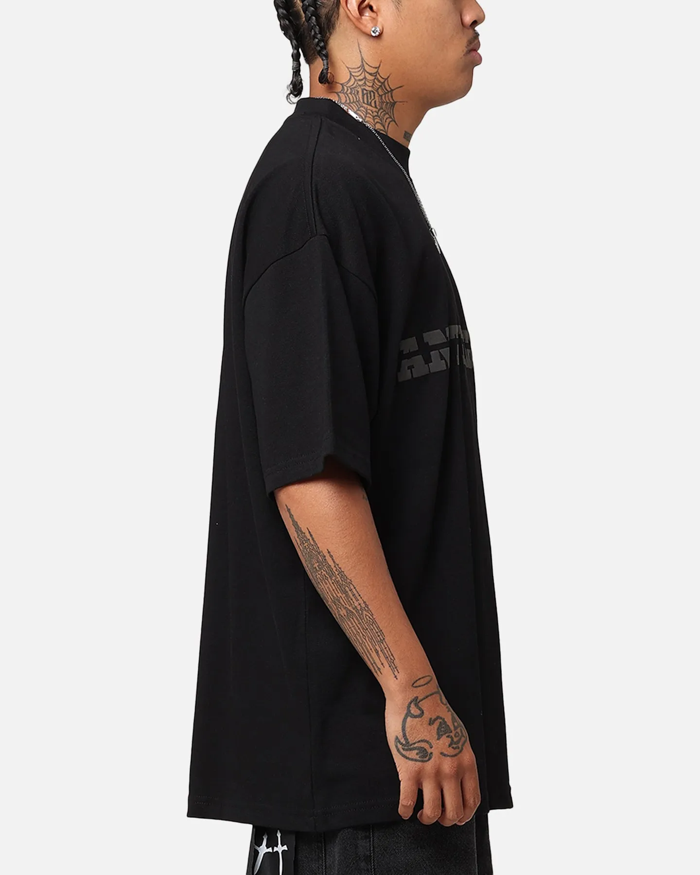 The Anti Order Brail Mock Neck T-Shirt Off  Black/Black