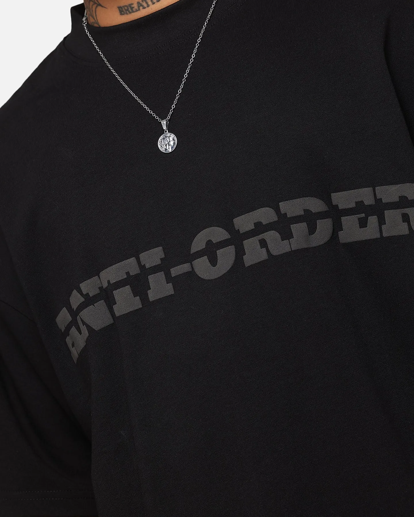 The Anti Order Brail Mock Neck T-Shirt Off  Black/Black