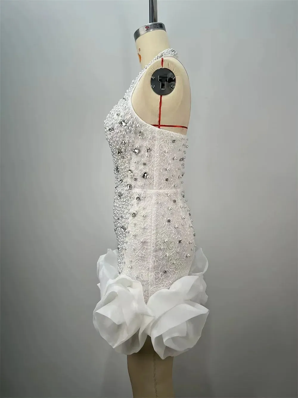 Trend4us Glam Pearl Mini Dress with Rosette Charm