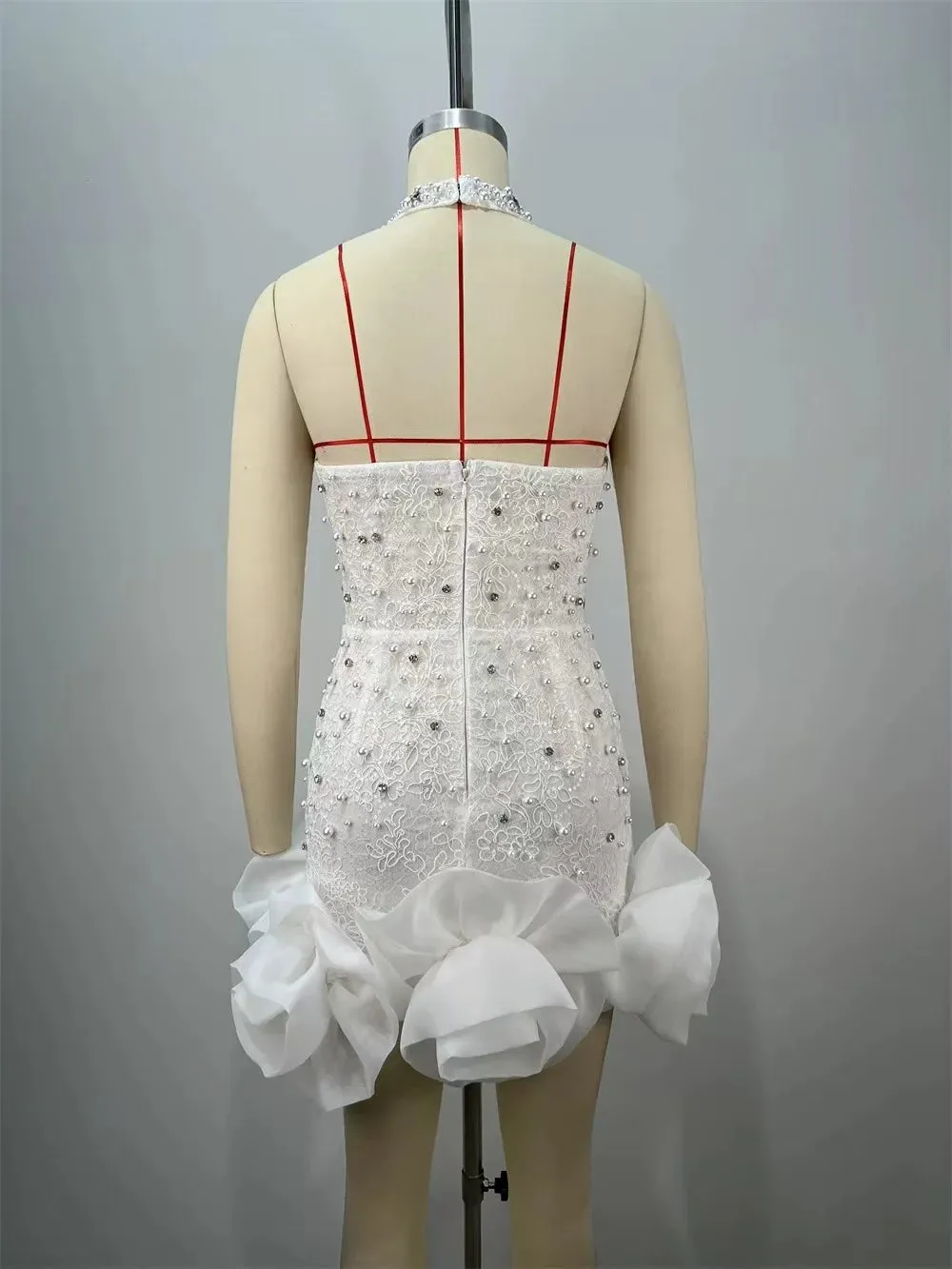 Trend4us Glam Pearl Mini Dress with Rosette Charm