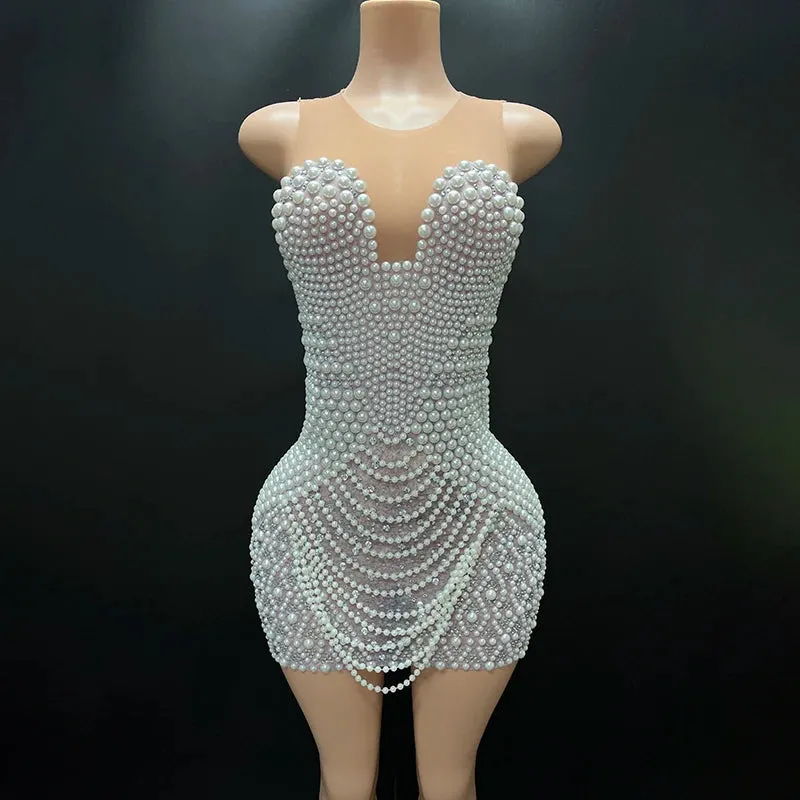 Trend4us Women's Pearl Mini Cocktail Dress
