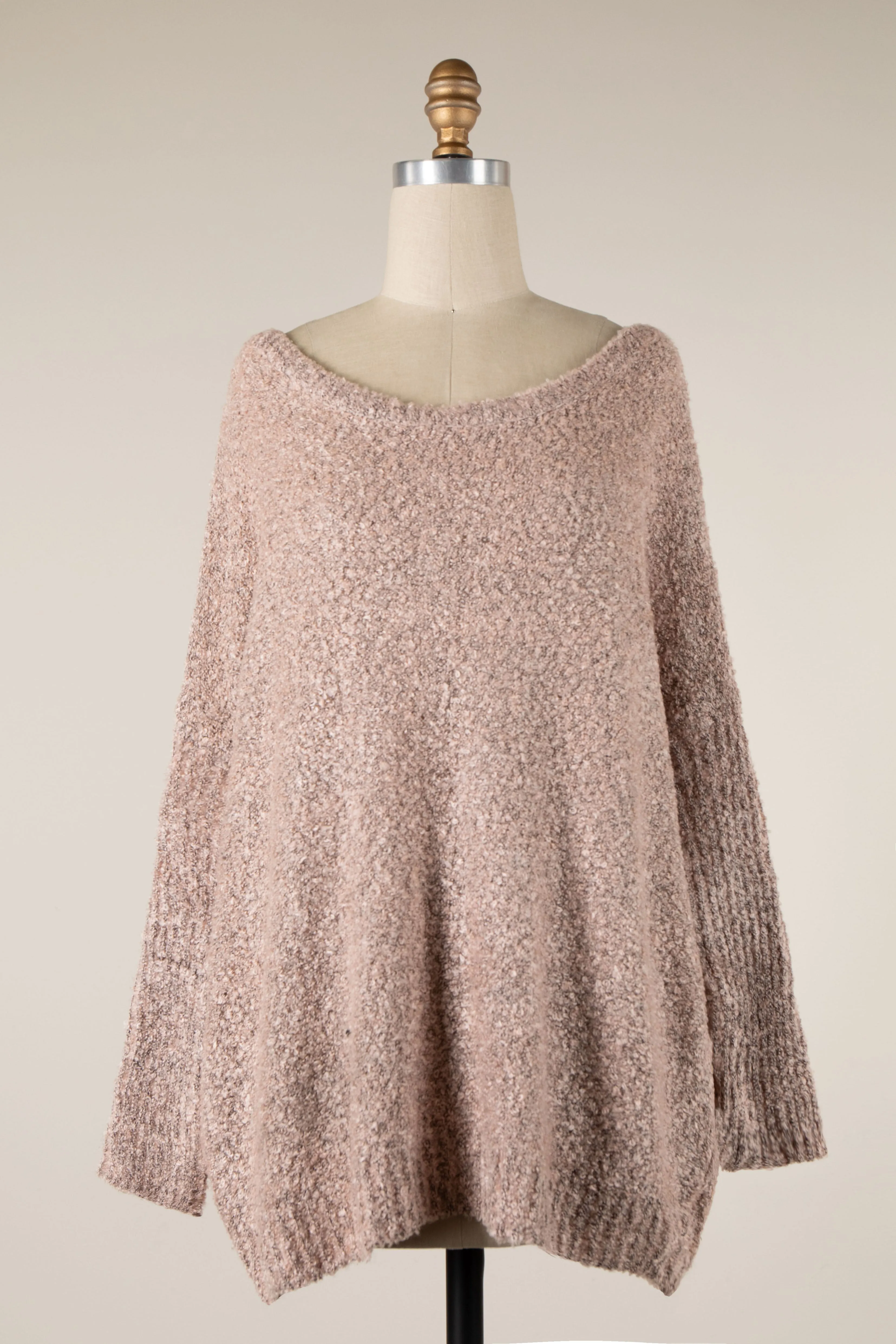 TWO TONED FLUFFY SOFT KNIT SWEATER 1 PACK
