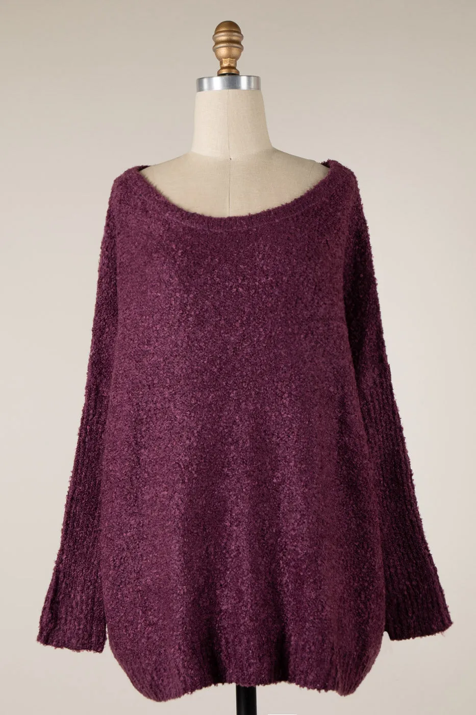TWO TONED FLUFFY SOFT KNIT SWEATER 1 PACK