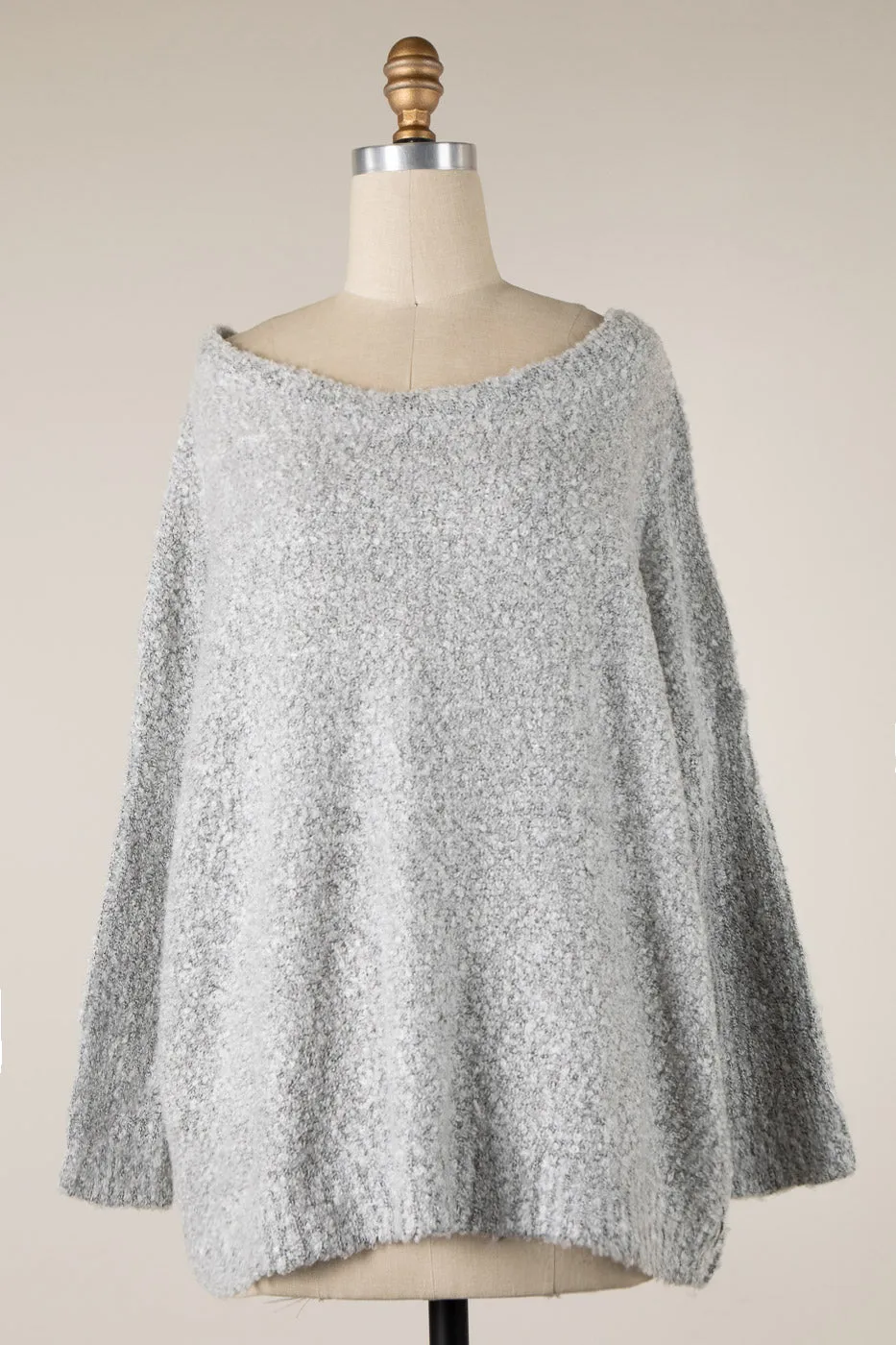 TWO TONED FLUFFY SOFT KNIT SWEATER 1 PACK