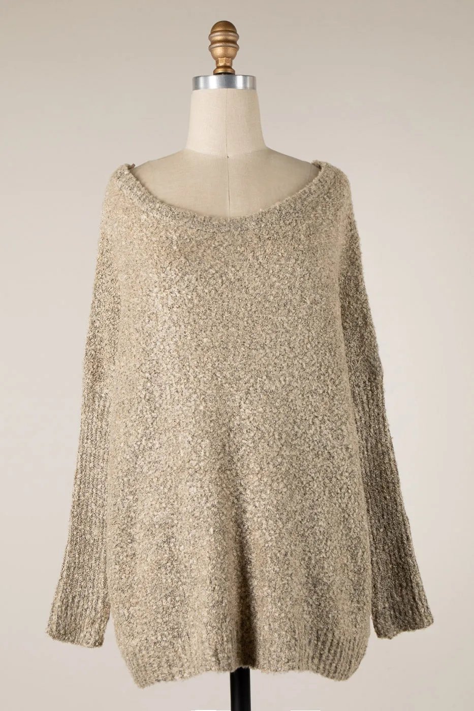 TWO TONED FLUFFY SOFT KNIT SWEATER 1 PACK