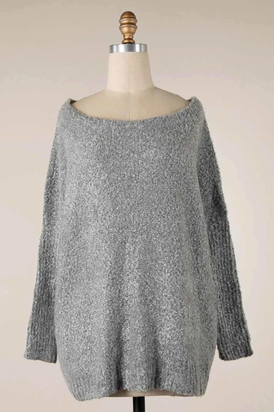 TWO TONED FLUFFY SOFT KNIT SWEATER 1 PACK