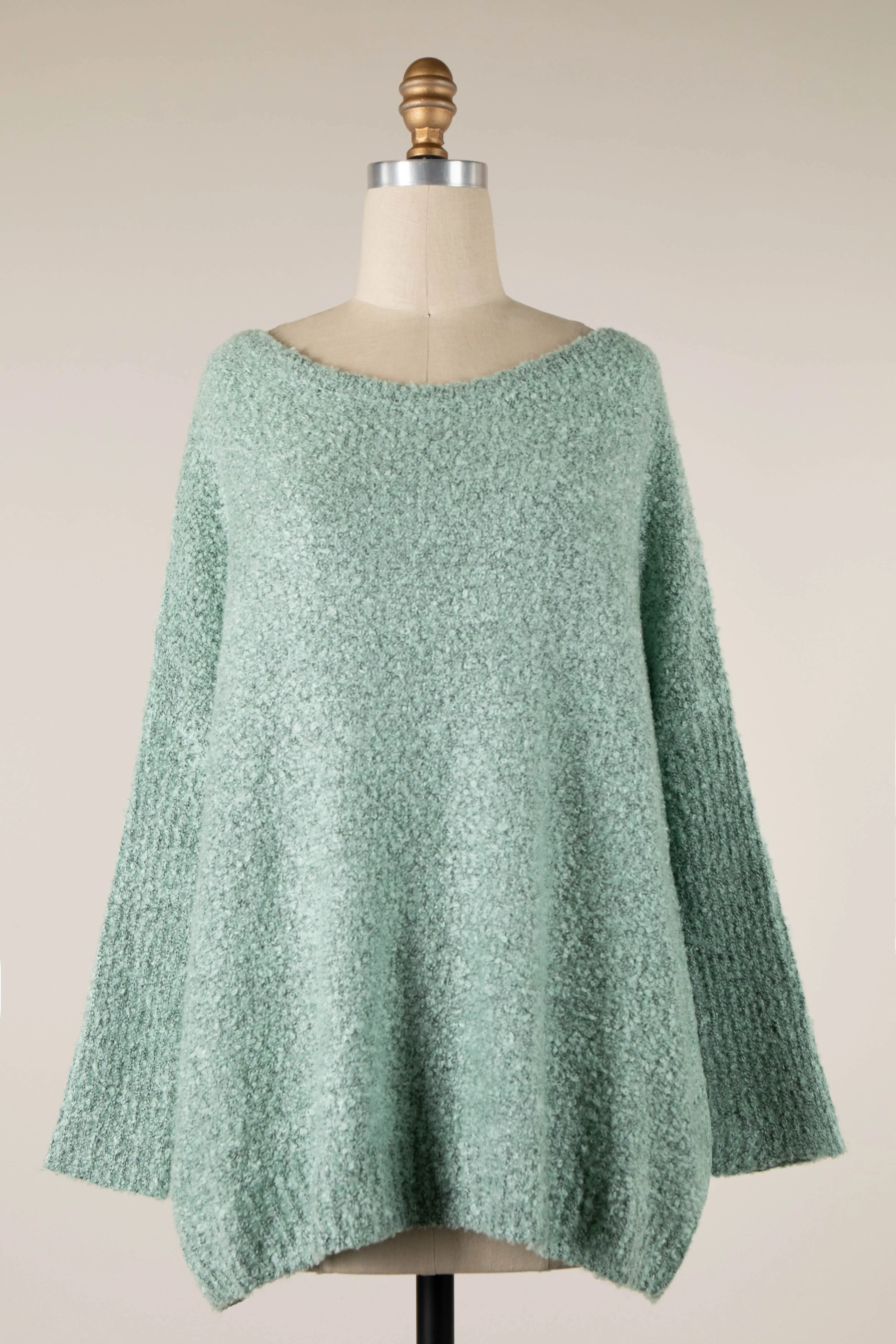TWO TONED FLUFFY SOFT KNIT SWEATER 1 PACK