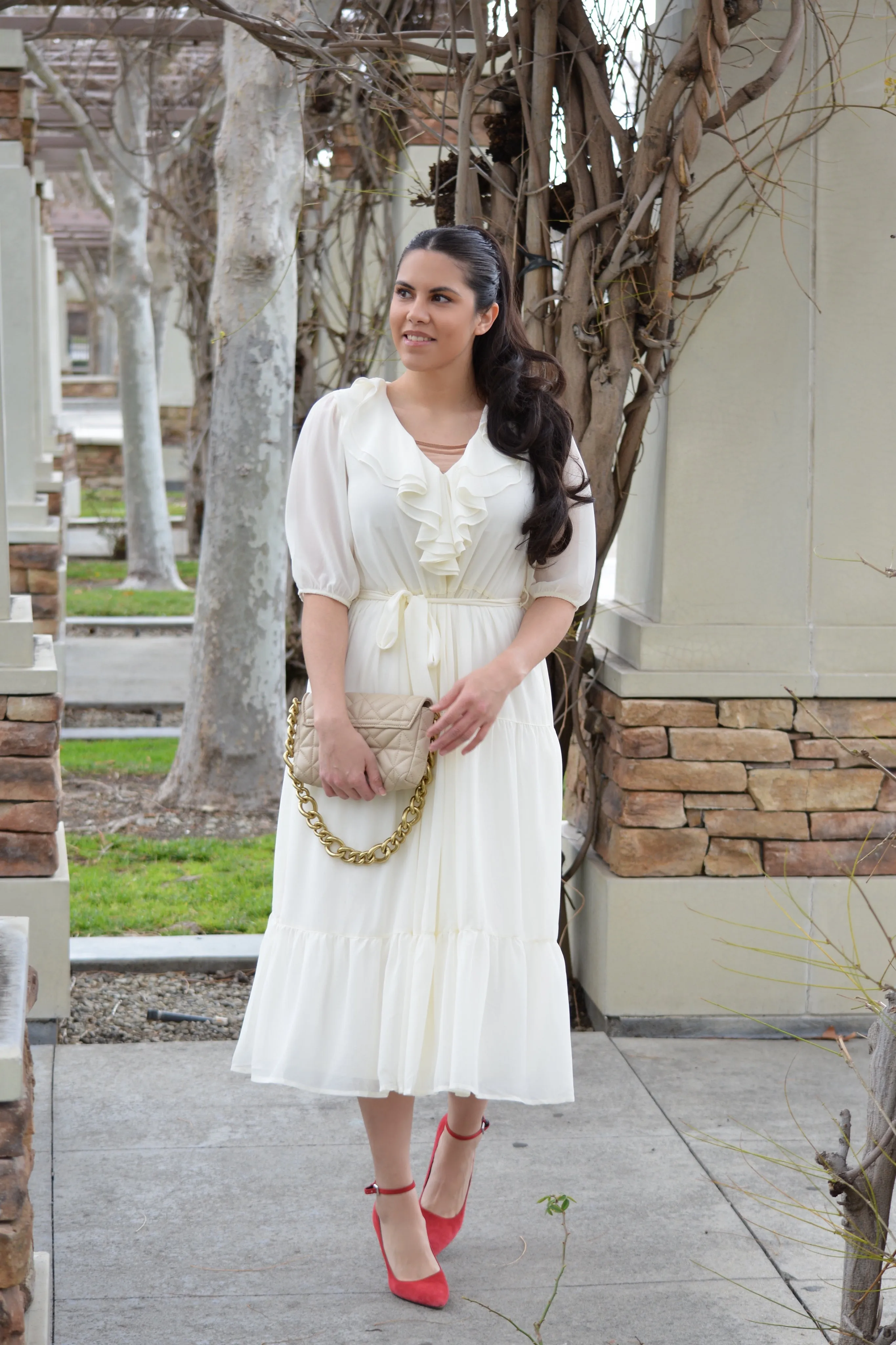 Valerie Ivory Ruffled Dress