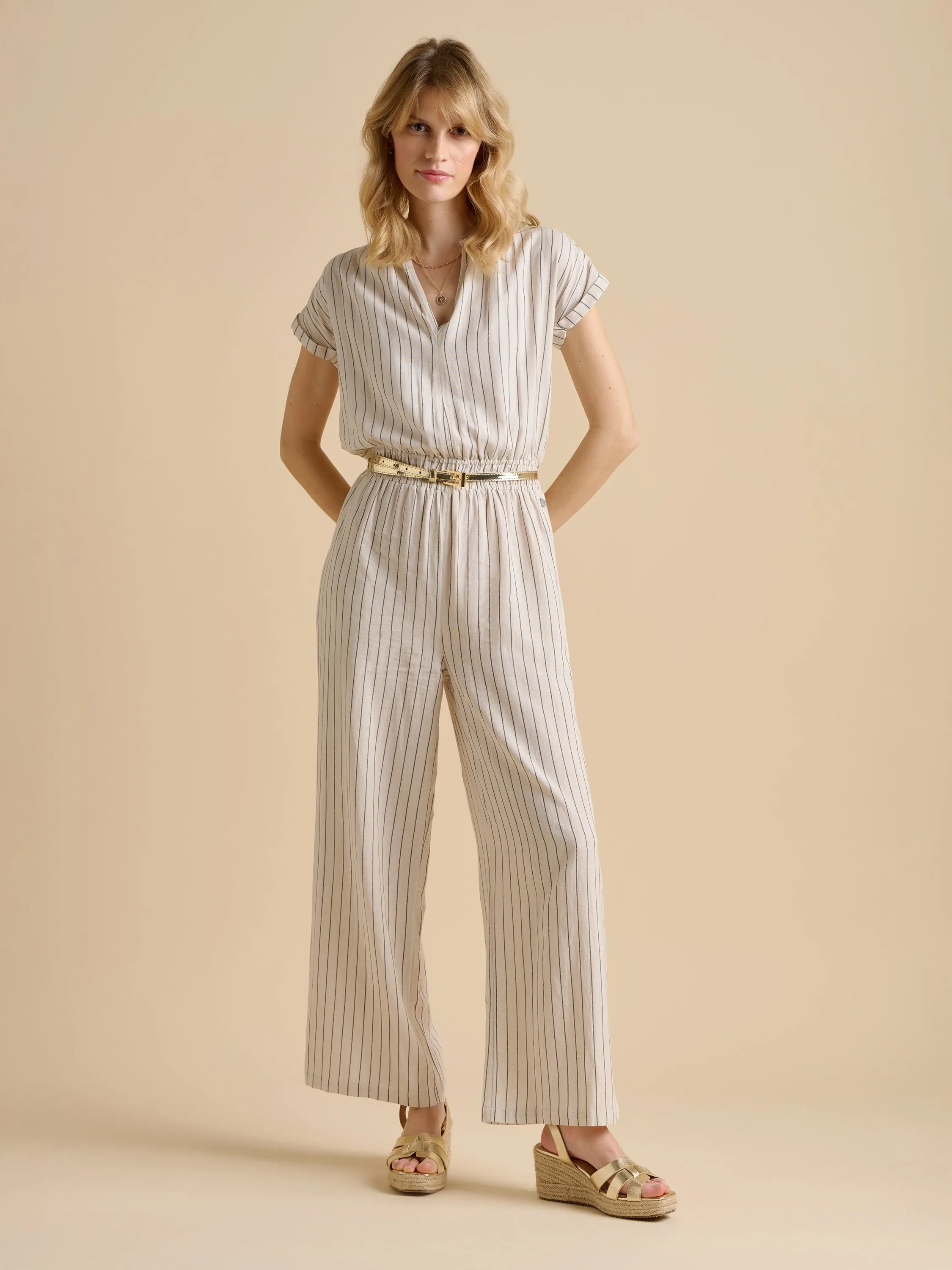 Wide Leg Stripe Jumpsuit