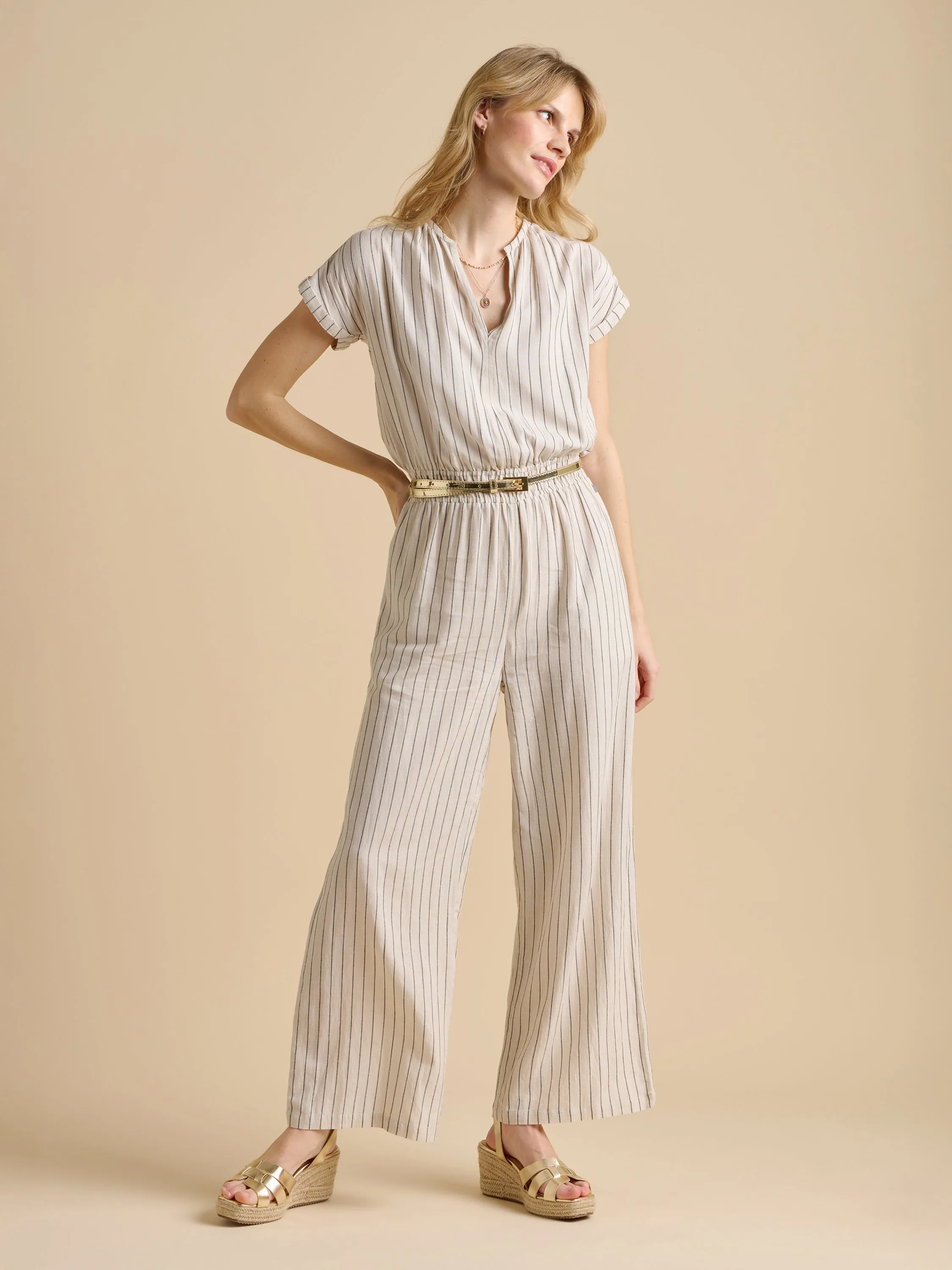 Wide Leg Stripe Jumpsuit