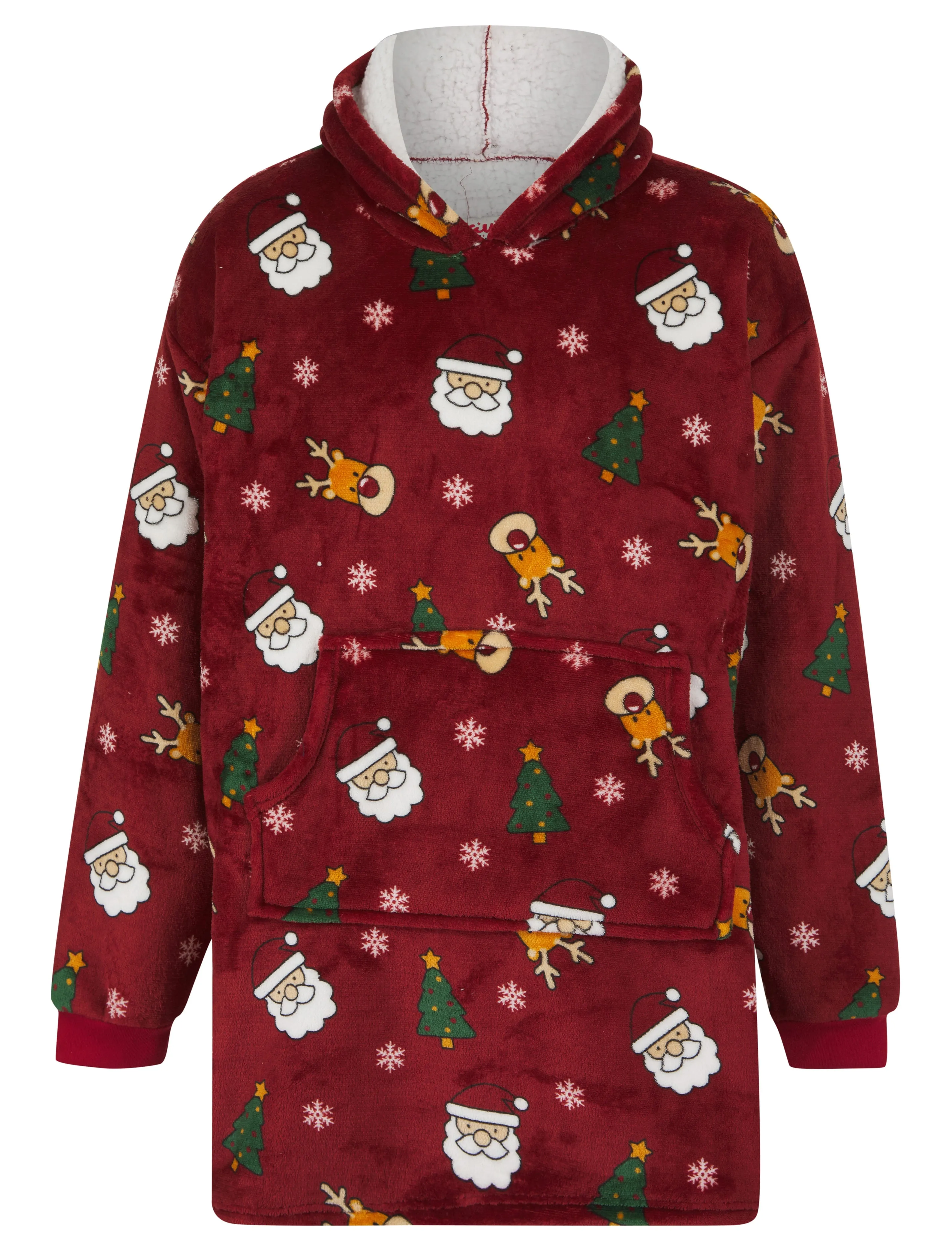 WINE PRINTED JUNIOR OVERSIZED XMAS HOODED SNUGGLE
