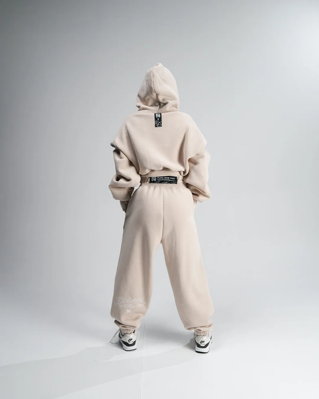 WOMENS OVERSIZED CROP HOODIE - TAN
