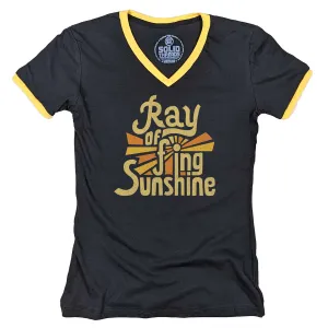 Women's Ray of F'ing Sunshine Ringer V-Neck Tee