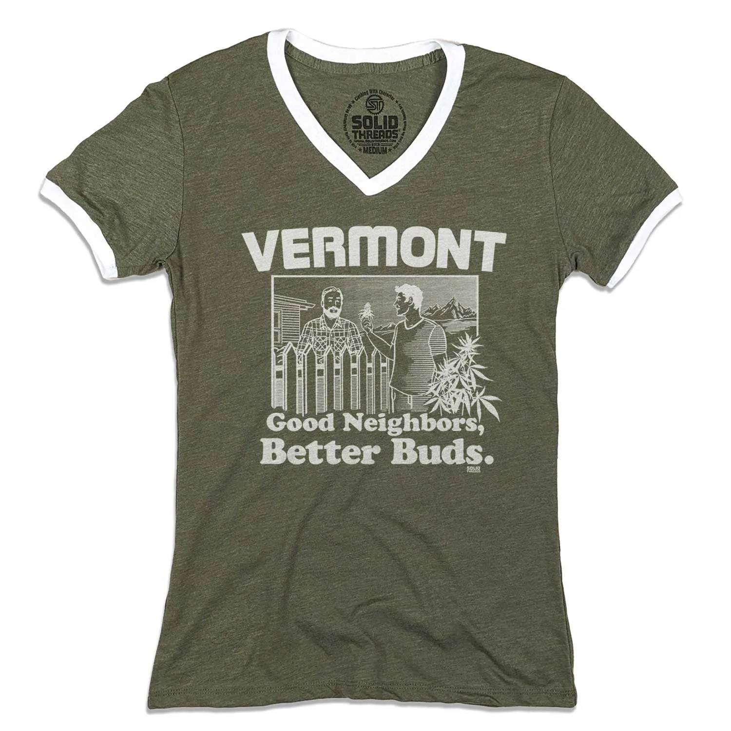 Women's Vermont Better Buds Ringer V-Neck Tee